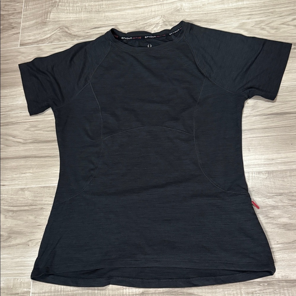 Spyder Active Black Athletic Shirt women's dark grey size M